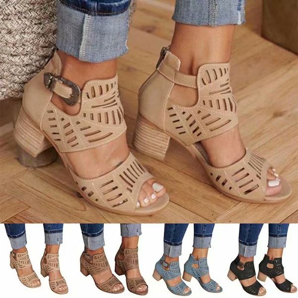 summer 2020 new products thick heel hollow fish mouth back zipper buckle punching women's casual sandals, women's slippers popular, Black
summer 2020 new products thick heel hollow fish mouth back zipper buckle punching women's casual sandals, women's slippers popular, Black