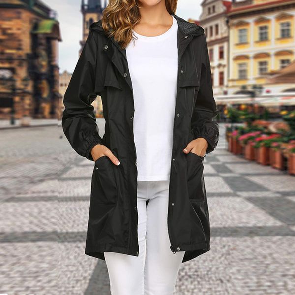 women long waterproof jacket hooded loose large pocket long sleeve ladies plus size female casual outdoor coats raincoat, Blue;black
women long waterproof jacket hooded loose large pocket long sleeve ladies plus size female casual outdoor coats raincoat, Blue;black