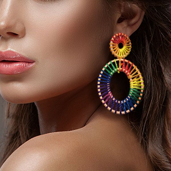 new european and american bohemian style rafica hand-woven women's earrings national wedding fashion earrings jewelry, Silver
new european and american bohemian style rafica hand-woven women's earrings national wedding fashion earrings jewelry, Silver
