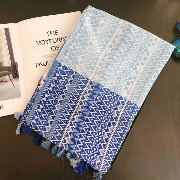 summer sunscreen long shawl women's blue diamond geometric thin gauze towel scarf autumn cotton linen scarf air conditioning towel, Blue;gray
summer sunscreen long shawl women's blue diamond geometric thin gauze towel scarf autumn cotton linen scarf air conditioning towel, Blue;gray