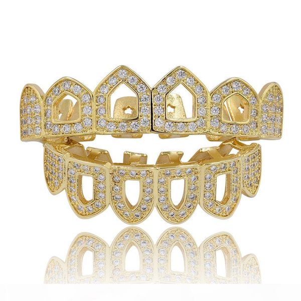 6 teeth hollow women men funny hip hop gold plated full micro zircon bottom gold vampire dental grills halloween gift, Black
6 teeth hollow women men funny hip hop gold plated full micro zircon bottom gold vampire dental grills halloween gift, Black