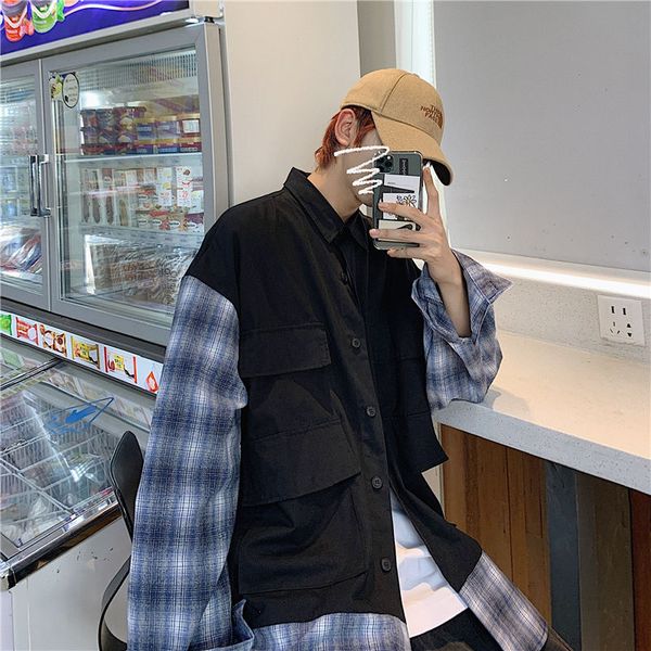 2020 spring and autumn new youth popular couple lattice stitching long-sleeved shirt fashion casual shirt jacket green/blue, White;black
2020 spring and autumn new youth popular couple lattice stitching long-sleeved shirt fashion casual shirt jacket green/blue, White;black