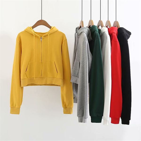 fashion harajuku zip-up autumn women's hoodies solid color casual pocket girl streetwear hoodie short with hood, Black
fashion harajuku zip-up autumn women's hoodies solid color casual pocket girl streetwear hoodie short with hood, Black
