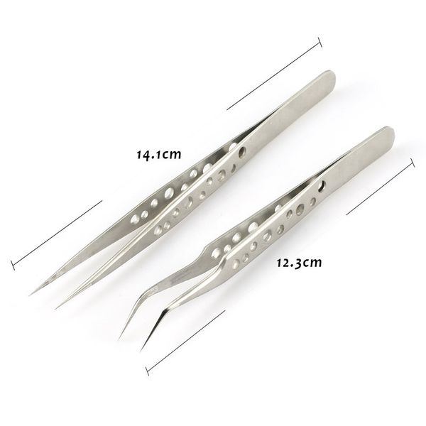 qiao tweezers bend+straight stainless steel industrial cross stainless steel excellent quality tweezers rhinestone tool, Black