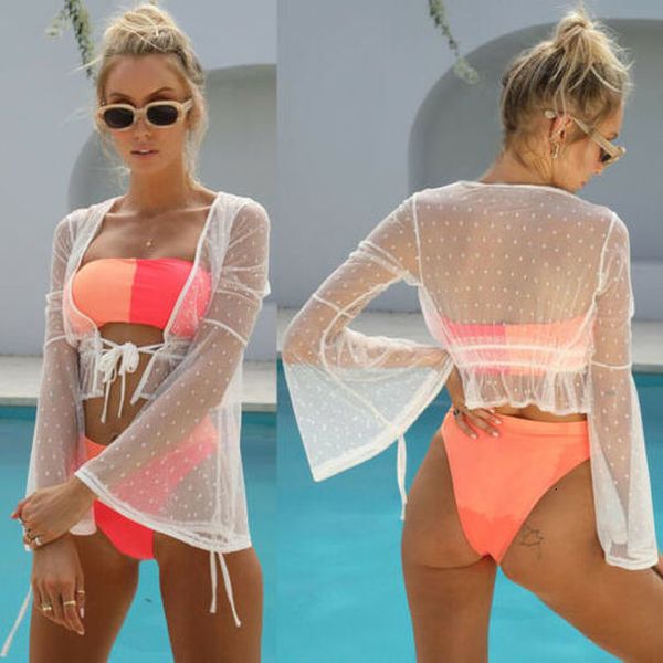 new pretty long sleeve dots shirt women tulle bathing suit lace crochet cover up 2020 new style sundress ladies long sleeve mesh, White
new pretty long sleeve dots shirt women tulle bathing suit lace crochet cover up 2020 new style sundress ladies long sleeve mesh, White