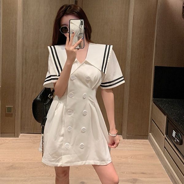 nana fashion womens clothing store navy style temperament right angle shoulder double breasted waist slimming suit dress french fashion, White;black
nana fashion womens clothing store navy style temperament right angle shoulder double breasted waist slimming suit dress french fashion, White;black