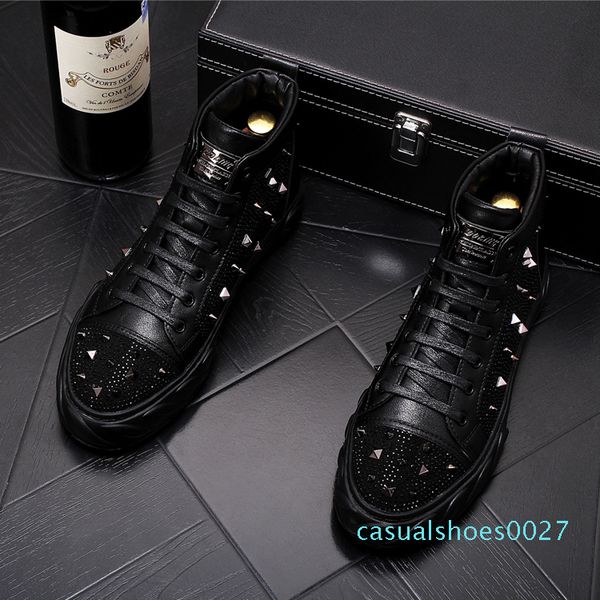 new designer men's studded rivet spike rhinestone casual shoes british man trending leisure shoes male black white c27
new designer men's studded rivet spike rhinestone casual shoes british man trending leisure shoes male black white c27