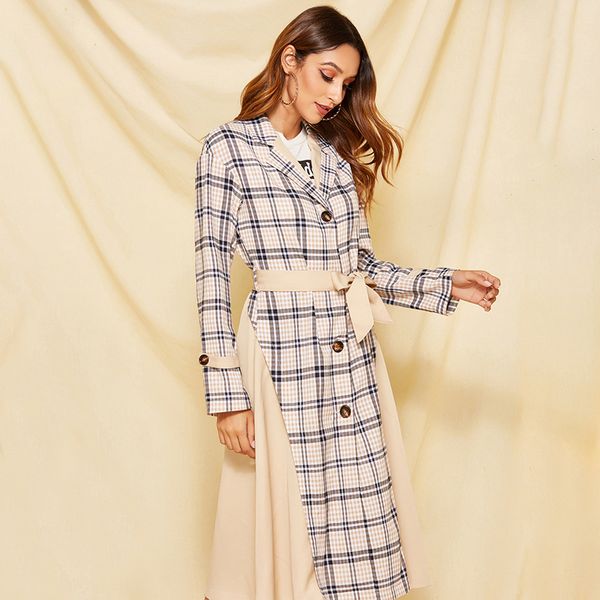 women's trench coats x-long women high street long coat slim plaid casual smart elegant lady windbreaker office, Tan;black
women's trench coats x-long women high street long coat slim plaid casual smart elegant lady windbreaker office, Tan;black