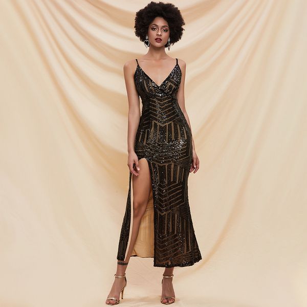 fashion sleeveless celebrity evening party dress deep v-neck open back with hing split charming spaghetti strap women dress, White;black
fashion sleeveless celebrity evening party dress deep v-neck open back with hing split charming spaghetti strap women dress, White;black