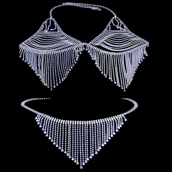 stonefans new tassel crystal body chain bikini statement bra jewelry for women rhinestone body waist chain underwear thong t200508, Silver
stonefans new tassel crystal body chain bikini statement bra jewelry for women rhinestone body waist chain underwear thong t200508, Silver