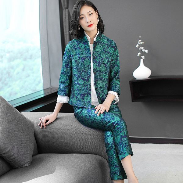 2020 fashion tracksuit sets for women vintage jacquard print jacket coat+ankle-length skinny pants & capris set female suits, Gray
2020 fashion tracksuit sets for women vintage jacquard print jacket coat+ankle-length skinny pants & capris set female suits, Gray