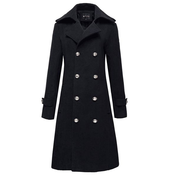 winter woolen long overcoat men casual slim fit double breasted peacoat mens business blends trench coat, Black
winter woolen long overcoat men casual slim fit double breasted peacoat mens business blends trench coat, Black