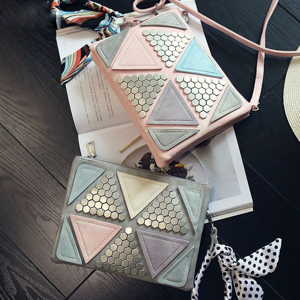 candy color women geometric leather handbags patchwork triangle sequined teenage girls wristlets crossbody bag clutch with ribbon
candy color women geometric leather handbags patchwork triangle sequined teenage girls wristlets crossbody bag clutch with ribbon