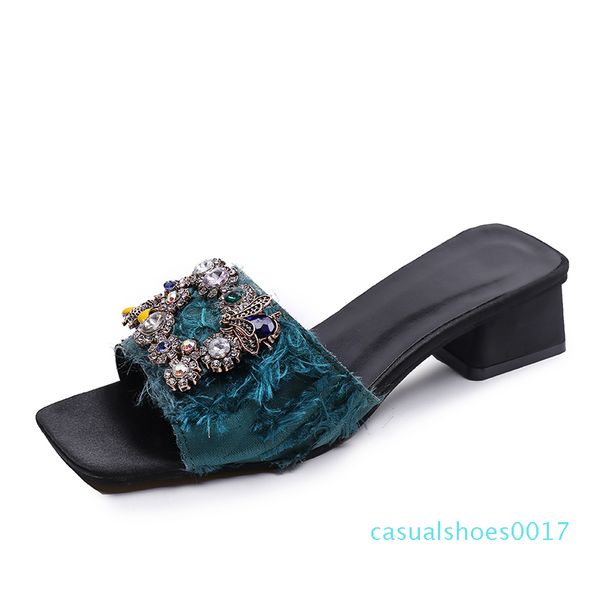 2020 new designer thick square heel open toe slippers female colorful crystal galdiator shoes summer shoes woman c17, Black
2020 new designer thick square heel open toe slippers female colorful crystal galdiator shoes summer shoes woman c17, Black