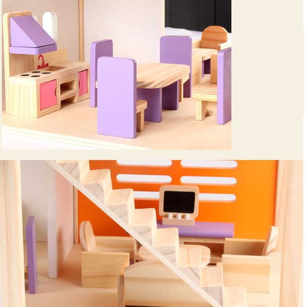 Big Size Diy Toys Doll House Large Accessories Miniature Furniture Wooden Dollhouse Model Toy For Girls Gift Make Up Room Mx200414