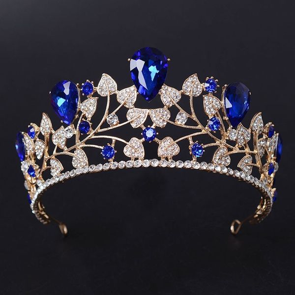 new arrival magnificent blue red rhinestone bridal crown tiaras fashion golden diadem for women wedding hair accessories jewelry y200727, White;golden
new arrival magnificent blue red rhinestone bridal crown tiaras fashion golden diadem for women wedding hair accessories jewelry y200727, White;golden