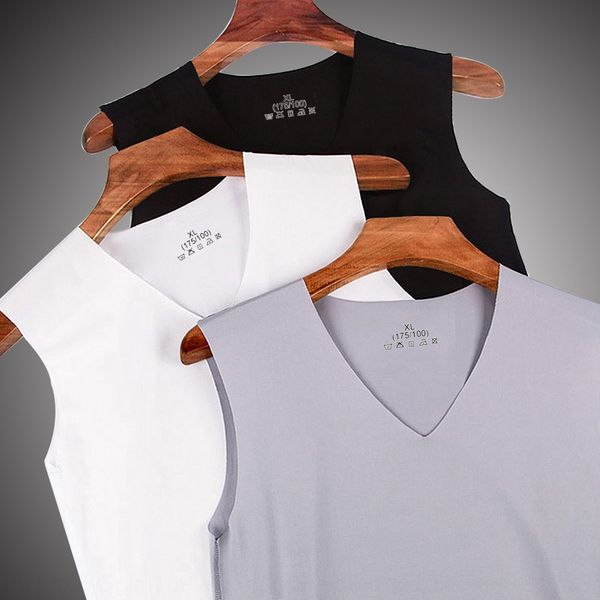 men' vest shirt ice silk seamless vest tight seamless wide shoulder stretch base shirt night market, White;black
men' vest shirt ice silk seamless vest tight seamless wide shoulder stretch base shirt night market, White;black