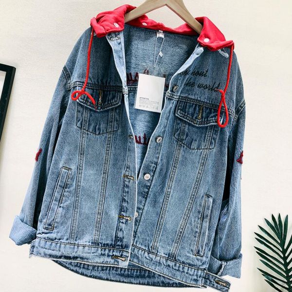 spring autumn loose denim jacket women embroidery harajuku hooded jean coat chaquetas mujer veste en jean, Black;brown
spring autumn loose denim jacket women embroidery harajuku hooded jean coat chaquetas mujer veste en jean, Black;brown