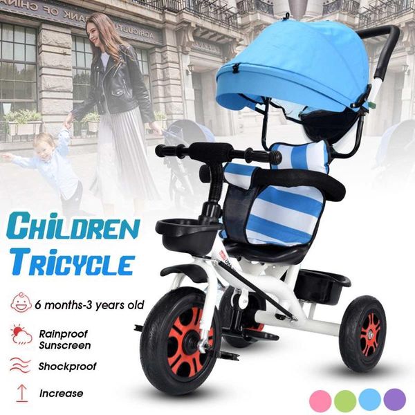 Baby Carriage Baby Stroller 3 In 1 Children Child Tricycle Bike Tour Bus Touring Car Small Boy Kindergarten Sun Rain Cover