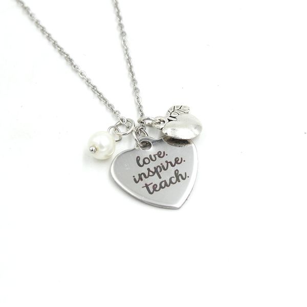 new arrival stainless steel necklace teacher necklace letter engraved love inspire teach pendant necklace teachers gifts for teacher, Silver
new arrival stainless steel necklace teacher necklace letter engraved love inspire teach pendant necklace teachers gifts for teacher, Silver