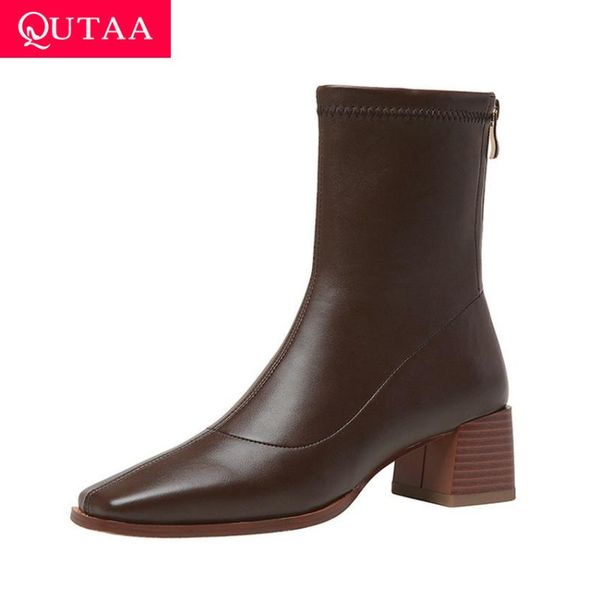 qutaa 2021 pu leather autumn winter ankle boots square toe zipper ladies pumps square high heel concise women shoes size 34-39, Black
qutaa 2021 pu leather autumn winter ankle boots square toe zipper ladies pumps square high heel concise women shoes size 34-39, Black