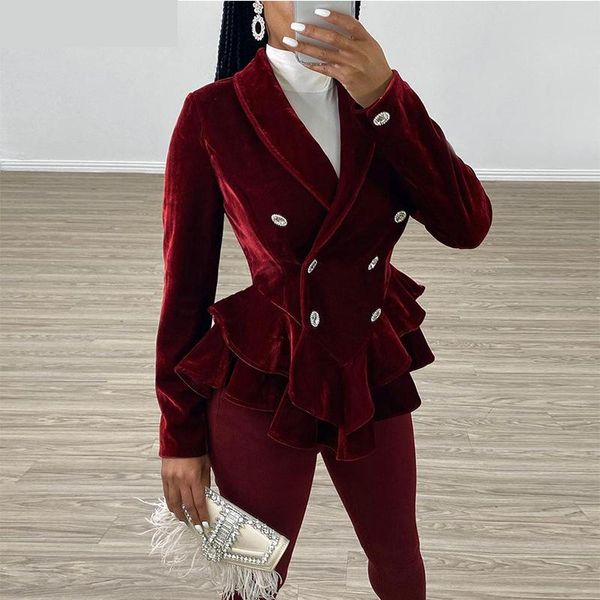 women winter vintage red velvet blazers and jackets elegant office ladies peplum ruffle long sleeve slim blazer coat female, White;black
women winter vintage red velvet blazers and jackets elegant office ladies peplum ruffle long sleeve slim blazer coat female, White;black