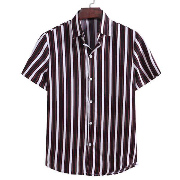men's casual shirts summer fashion striped printed short-sleeved shirt comfortable workwear retro blouse camisas hombre 2021, White;black
men's casual shirts summer fashion striped printed short-sleeved shirt comfortable workwear retro blouse camisas hombre 2021, White;black