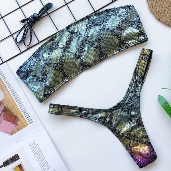 snake print pu leather shiny bikini 2020 women bandeau swimsuit female brazilian polyester swimwear push up bikini set thong bathing suit, White;black
snake print pu leather shiny bikini 2020 women bandeau swimsuit female brazilian polyester swimwear push up bikini set thong bathing suit, White;black