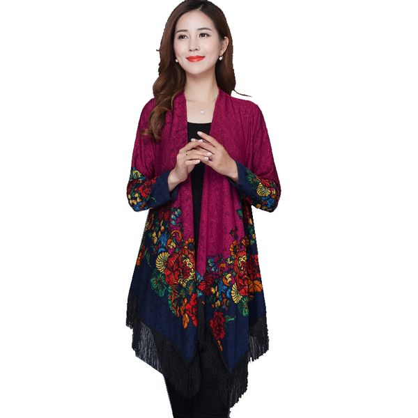 spring and autumn women's national wind printing long section of loose big yards windbreaker jacket shawl, Tan;black
spring and autumn women's national wind printing long section of loose big yards windbreaker jacket shawl, Tan;black
