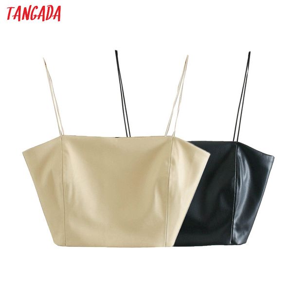 tangada women faux leather beige black tanks side zipper strappy backless short 2020 camis 3l04, White
tangada women faux leather beige black tanks side zipper strappy backless short 2020 camis 3l04, White