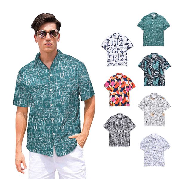 men's casual shirts 2021 stylish print mens beach hawaiian shirt lapel neck men holiday short sleeve summer camisa, White;black
men's casual shirts 2021 stylish print mens beach hawaiian shirt lapel neck men holiday short sleeve summer camisa, White;black