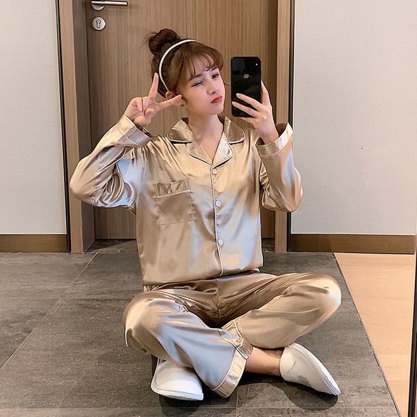 ice pajamas women's long sleeve two-piece suit autumn thin korean style women's imitation clothes silk home silk home clothes, Blue;red
ice pajamas women's long sleeve two-piece suit autumn thin korean style women's imitation clothes silk home silk home clothes, Blue;red