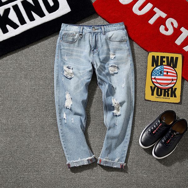 cyxzftrofl jeans men's loose pants classic 2020 jeans ripped nine pants casual, Blue
cyxzftrofl jeans men's loose pants classic 2020 jeans ripped nine pants casual, Blue