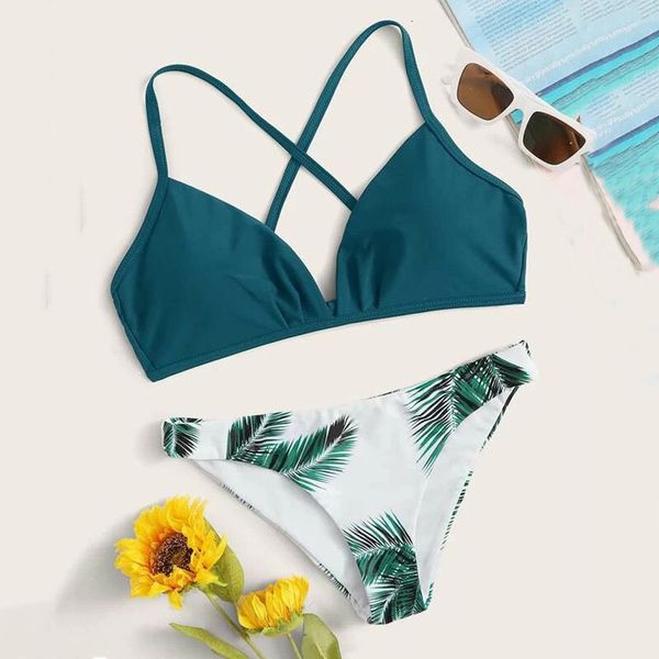 women bikini set leaf print push up swimsuit beachwear padded swimwear cross biquini maillot de bain mujer 2020 h, White;black
women bikini set leaf print push up swimsuit beachwear padded swimwear cross biquini maillot de bain mujer 2020 h, White;black