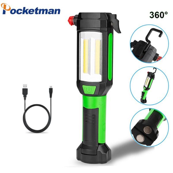 8000 Lm Torch Usb Rechargeable Cob Work Light Camping Tent Lamp Work Maintenance Lantern Led Torch With Magnet Hook
