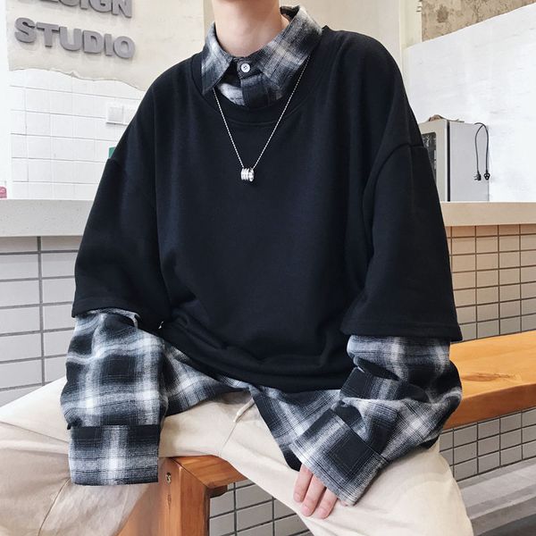 men's hoodies & sweatshirts autumn plaid hoodie fashion retro casual cotton lapel sweatshirt men streetwear loose hip-hop pullover mens, Black
men's hoodies & sweatshirts autumn plaid hoodie fashion retro casual cotton lapel sweatshirt men streetwear loose hip-hop pullover mens, Black