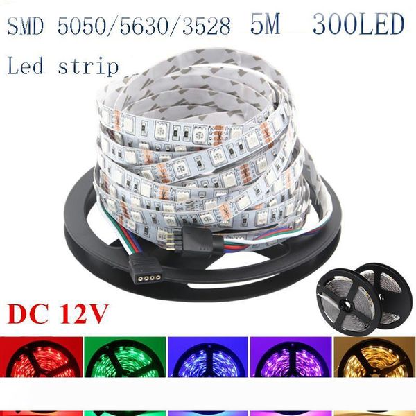 

super bright 5m 5630 5050 3528 smd 60led m led strip light waterproof flexiable 300led cool pure warm white red blue green 12v