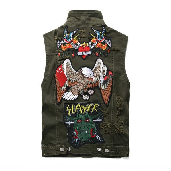 new punk slim men's denim embroidered men's large size waistcoat army vest green casual vest for men, Black;white
new punk slim men's denim embroidered men's large size waistcoat army vest green casual vest for men, Black;white