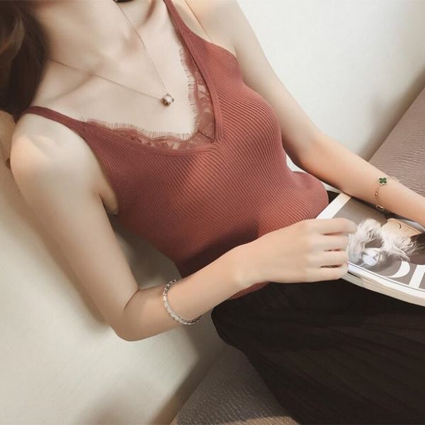 vest women's suspender stitching v-neck knitted short sling lace lace slim outer versatile summer new women's clothing, White
vest women's suspender stitching v-neck knitted short sling lace lace slim outer versatile summer new women's clothing, White