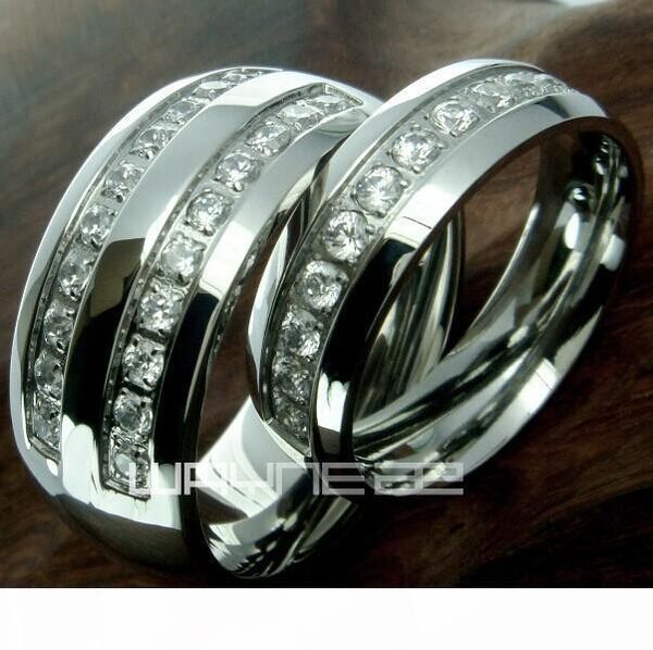 his hers men's women's stainless steel wedding engagement ring band set r178, Silver
his hers men's women's stainless steel wedding engagement ring band set r178, Silver