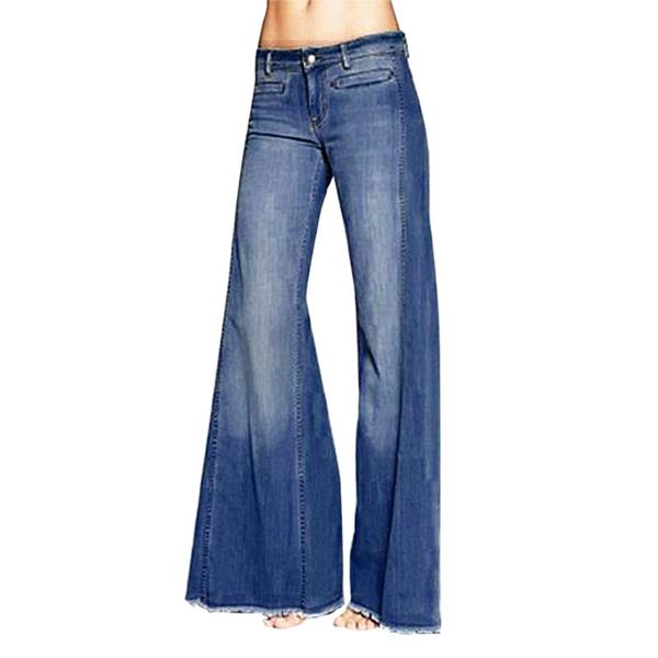 women autumn elastic plus loose denim pocket button casual wide leg pant jeans women's straight line button flare jeans, Blue
women autumn elastic plus loose denim pocket button casual wide leg pant jeans women's straight line button flare jeans, Blue