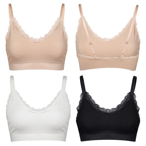 bra summer backless bra underwear women sleeveless v neck crop female crochet lace trim elastic bralette vest hx02, White;black
bra summer backless bra underwear women sleeveless v neck crop female crochet lace trim elastic bralette vest hx02, White;black