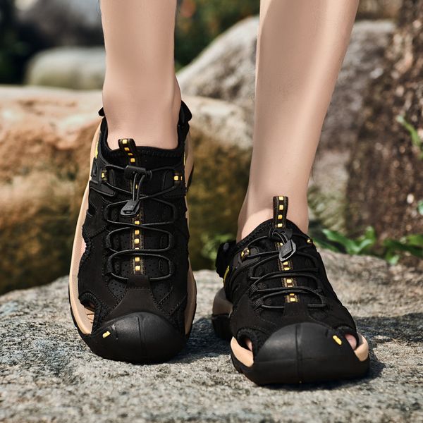 2020 new fashion trend men's beach wearable sandals, the first layer of cowhide lightweight breathable soft casual shoes, Black
2020 new fashion trend men's beach wearable sandals, the first layer of cowhide lightweight breathable soft casual shoes, Black