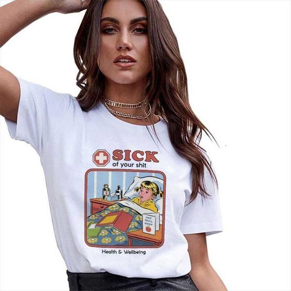 90s vintage tshirt harajuku kawaii shirt 80s tumblr sick of the shit female t shirt o neck short sleeve streetwear, White
90s vintage tshirt harajuku kawaii shirt 80s tumblr sick of the shit female t shirt o neck short sleeve streetwear, White