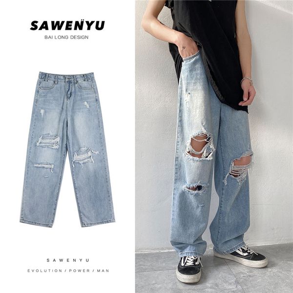 men's jeans summer ripped straight fashion retro casual blue men streetwear wild loose hip hop hole denim trousers mens
men's jeans summer ripped straight fashion retro casual blue men streetwear wild loose hip hop hole denim trousers mens
