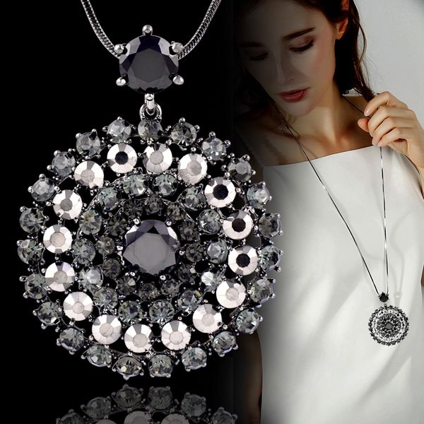 sinleery luxury sparkling black white cubic zirconia big circle pendant long necklace for women statement maxi jewelry my022 ssb, Silver
sinleery luxury sparkling black white cubic zirconia big circle pendant long necklace for women statement maxi jewelry my022 ssb, Silver