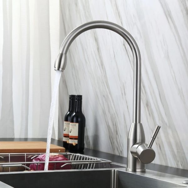 stainless steel kitchen sink faucet 360° rotate single handle single hole lead and cold mixer taps 
stainless steel kitchen sink faucet 360° rotate single handle single hole lead and cold mixer taps