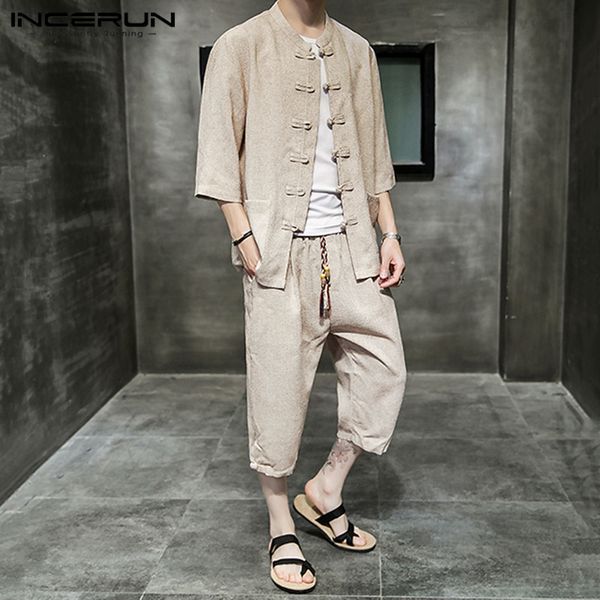 incerun chinese style men sets half sleeve stand collar retro shirt calf length pants 2020 streetwear casual men suits 2 pieces, Gray
incerun chinese style men sets half sleeve stand collar retro shirt calf length pants 2020 streetwear casual men suits 2 pieces, Gray