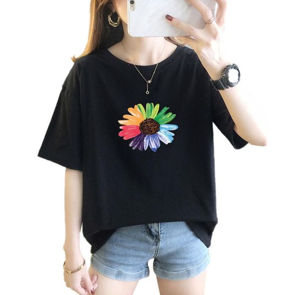 women's t-shirt summer women loose print fashion rainbow flower pullover casual base shirt ladies breathable comfortable female, White
women's t-shirt summer women loose print fashion rainbow flower pullover casual base shirt ladies breathable comfortable female, White