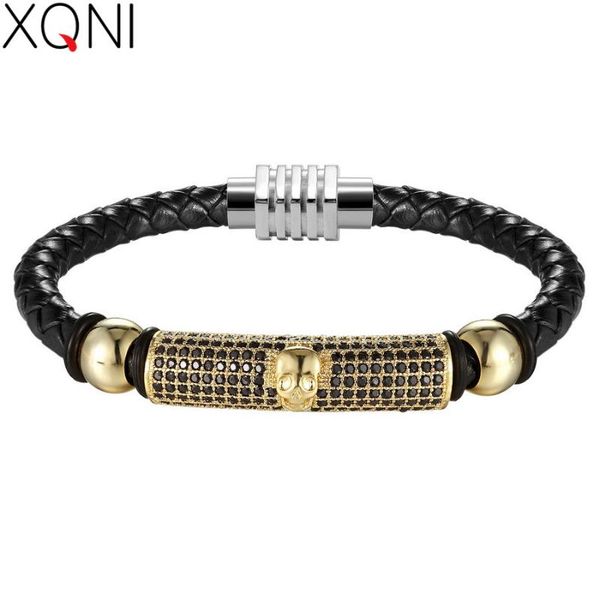 xqni 4 colors 5 sizes skeleton micro inlaid cubic zircon with round ball genuine leather bracelet stainless steel magnet buckle, Red;blue
xqni 4 colors 5 sizes skeleton micro inlaid cubic zircon with round ball genuine leather bracelet stainless steel magnet buckle, Red;blue